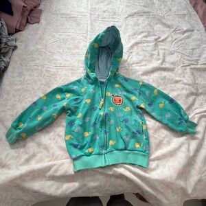 Kids Teal Hooded Zip Sweatshirt with Whale Patch